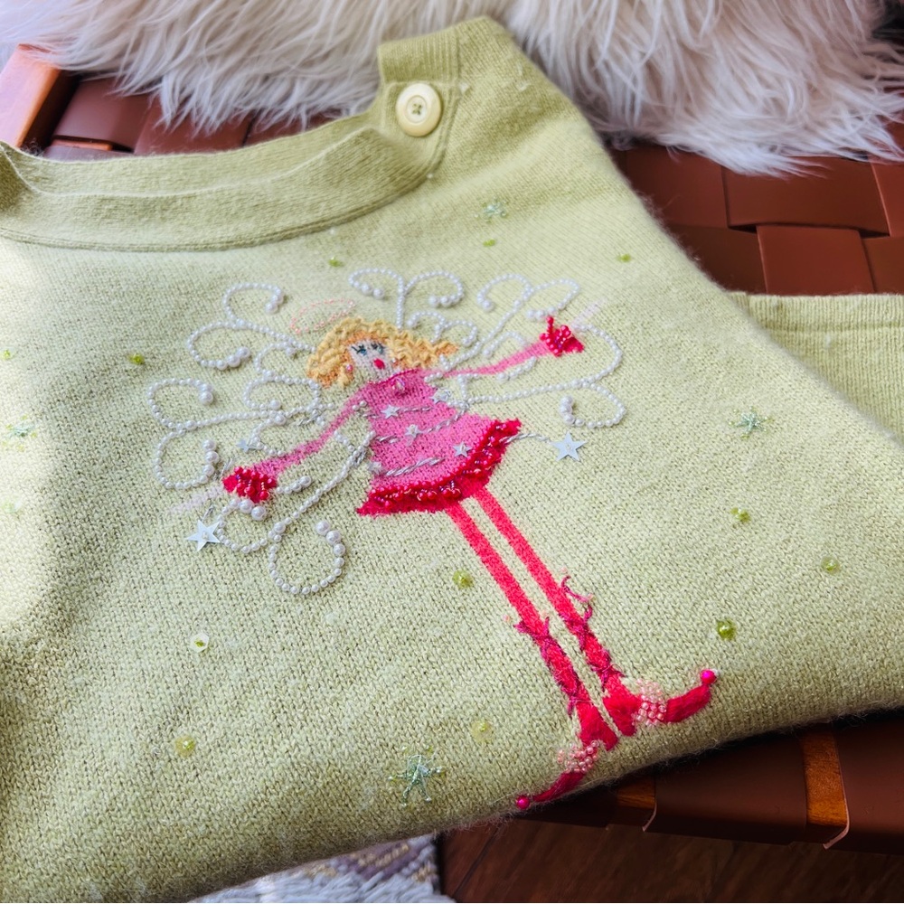 Y2K Susan Bristol Green Fairy Girl Sweater